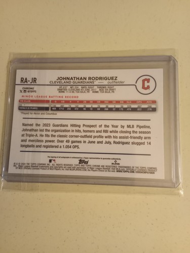 2024 Topps Chrome Johnathan Rodriguez #34/50 GOLD AUTOGRAPH #RA-JR Rookie - Picture 2 of 2