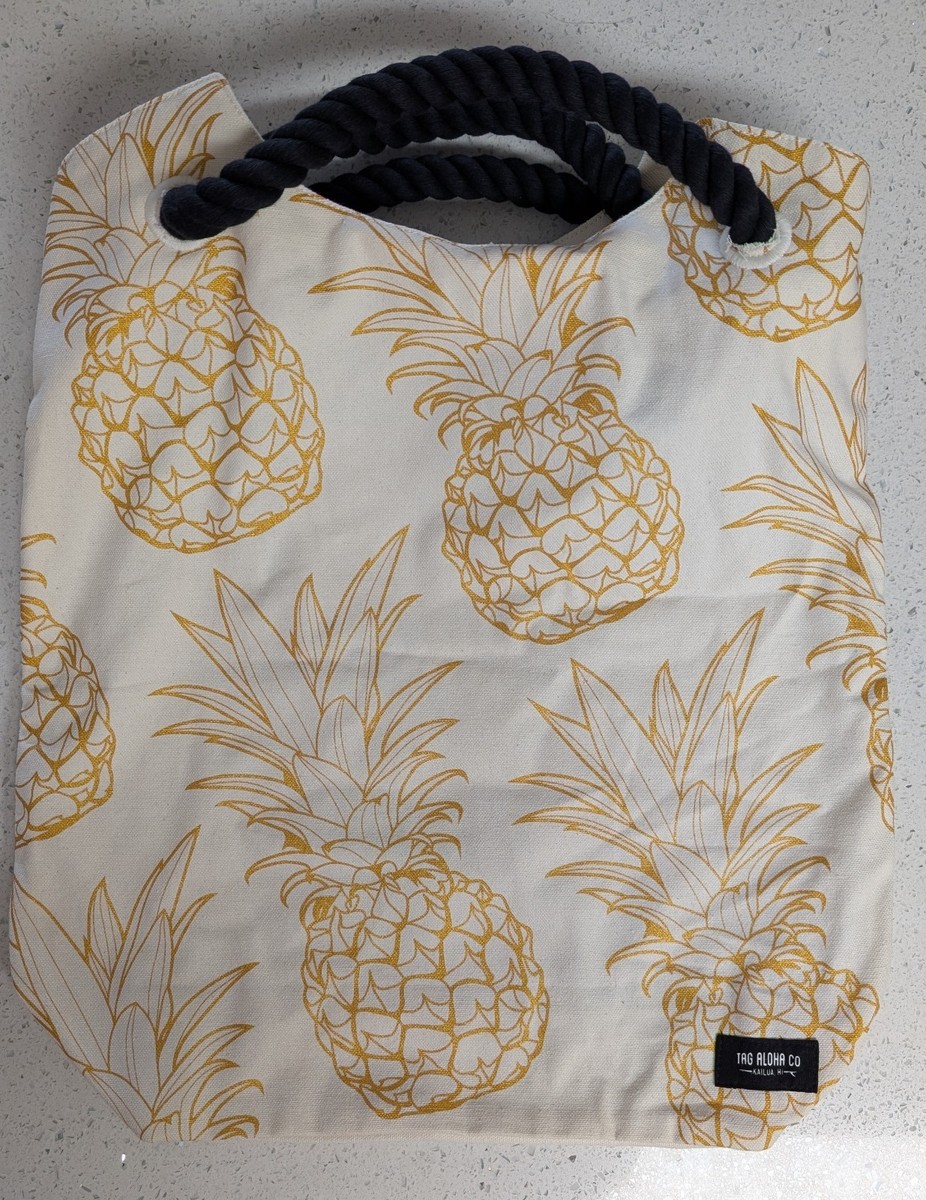 Whole Foods Deluxe White Gold Pineapple Tote Bag Hawaii Exclusive