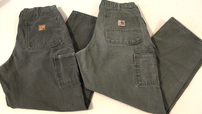 LOT OF 2 - CARHARTT B11MOS Carpenter Cotton Duck Canvas Mens 32 x 30 Pants