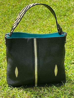 Vintage French & French Stingray Couture Handbag, Stingray/Galuchat, Zebra Strap