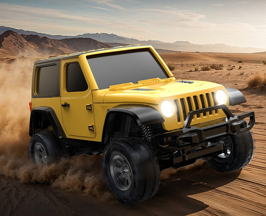 RC 1/36 Mini JEEP WRANGLER 4X4 W/ LED Lights -RTR- YELLOW