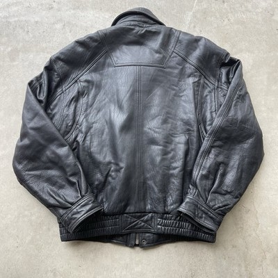 Vintage Winlit Black Leather Bomber A-2 Flight Jacket size Large
