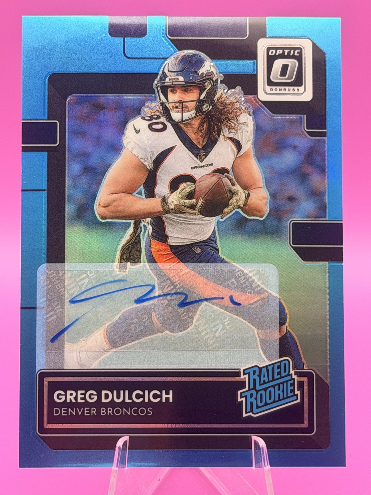 2022 Donruss Optic #288 Greg Dulcich Rated Rookies Autographs Blue #/99