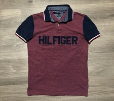 Tommy Hilfiger Polo Shirt Mens Size Medium Spellout Short Sleeve Slim Fit