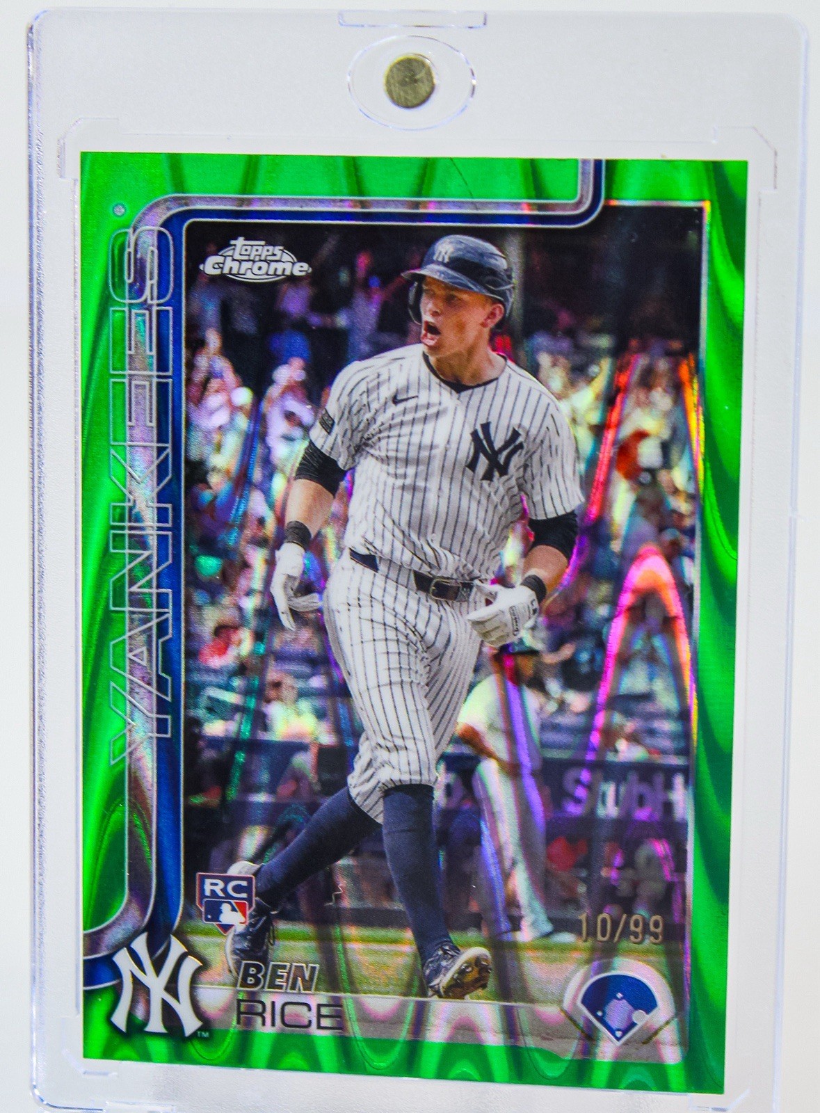 2025 Topps Chrome Ben Rice RC Green RayWave Refractor /99 NY Yankees  #139
