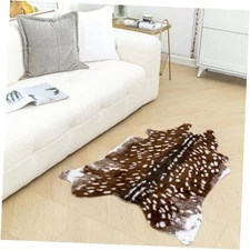 Faux Cowhide Rug, Sika Deer Area Rug Hide Carpet Faux Fur Cow Hides and Skin 