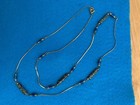 Vintage Costume Glass Floral Bar/Beaded Necklace 31" Long Green/Blue/Gold tone — photo 4