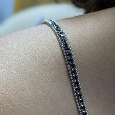 Rhinestone Replacement Bra Straps with Round Black Stones-NWT