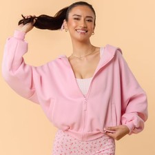 Blogilates Women's Marshmallow Full Zip Hooded Sweatshirt - Pink XL