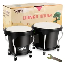 Bongo Drum 4'' and 5'' Set for Adults Beginners Tunable Natural Skin Bongos P...