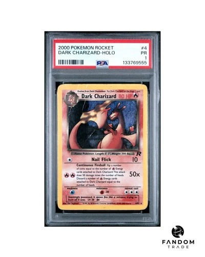 PSA 1 PR Dark Charizard Holo 4/82 Pokemon Team Rocket 2000