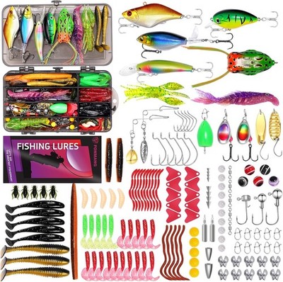 153Pcs Fishing Lures Tackle Box Kit   Complete Fishing Gear Set with Weights,...