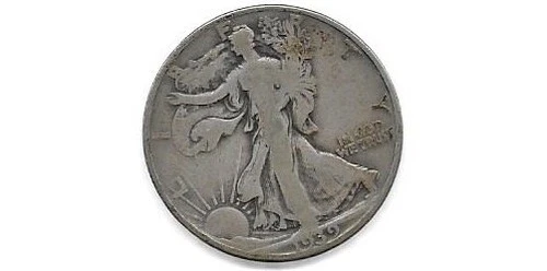 1939 Walking Liberty half dollar 90% Silver in case Good