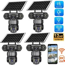 3 Lens 12MP Solar Battery Home Security Camera Outdoor Wifi Wireless PTZ CCTV
