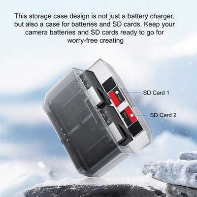AMagisn Dual Slot Action Camera Battery Charger Case Battery Storage Box Com SET