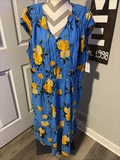 Time And Tru Women’s V-Neck Blue Floral Midi Dress Size XXXL (22)