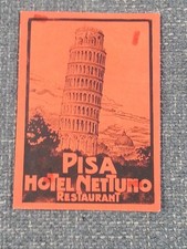 Vintage 1950s Luggage Leaning Tower Pisa Hotel Nettuno Restaurant Tag Label