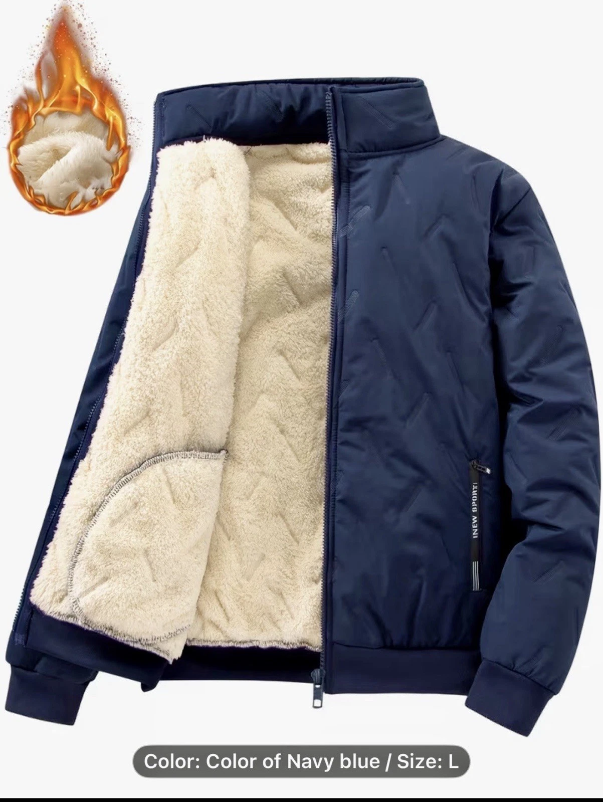 Warm Fleece Lined Winter Jacket Casual, Daily Wear And Outdoor Activity Size L