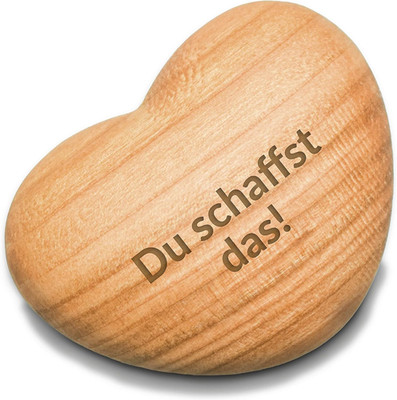 Handschmeichler Mit Gravur - Herz Aus Holz Mit Gravur -   Du Schaffst Das   Mutm