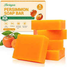 5 Pack Persimmon Soap Bar Body Odor Control Natural Deodorant for Men Women