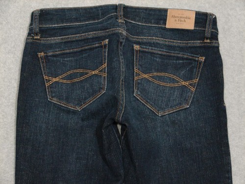 QJ05458 **ABERCROMBIE & FITCH** JEANS MUJER CORTE BOTA talla 2L AZUL OSCURO - Imagen 3 de 5