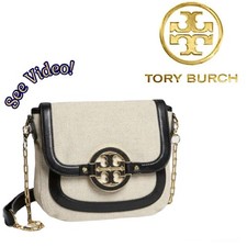 RARE New Tory Burch Amanda Canvas and Leather Chain Shoulder Bag w/ COA