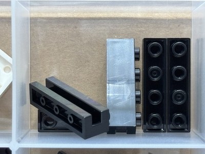 LEGO Parts - Black Brick, Modified 1 x 4 with Channel - No 2653 - QTY 5