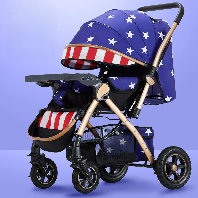 Four-wheel Strollers High Landscape Strollers, Baby Carriage Foldable Stroller