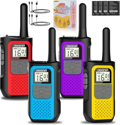 AWANFI Walkie Talkie 4er Set, Walkie Talkie Aufladbar für Erwachsene Kinder, 16