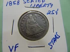 1858  Seated Liberty Quarter 25c "Stars"