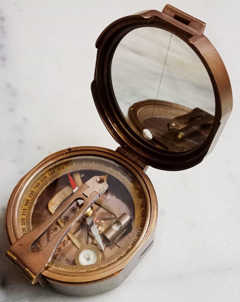 Cadran Solaire Boussole En Laiton Antique - Boîte Bois - Style Maritime Vintage - 12.7cm Boussole Vintage Collection