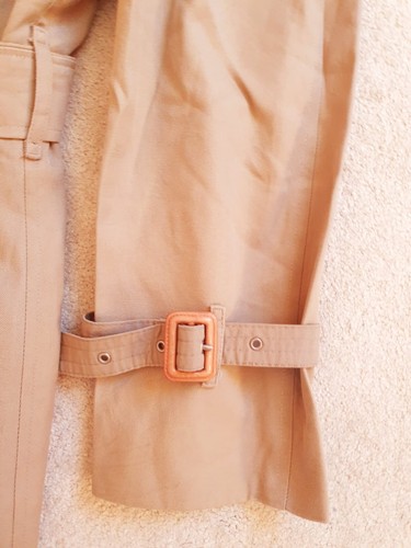 Burberry Vintage Women Beige Cotton Blend Haymarket Tartan Trench Coat UK 12 Pet - Picture 8 of 14