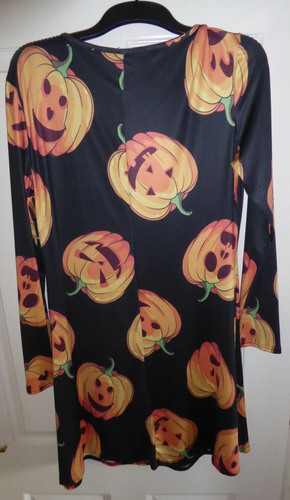Women's Girls PUMPKIN Halloween Swing Dress Fancy dress Party Retro Look size L - Picture 4 of 7