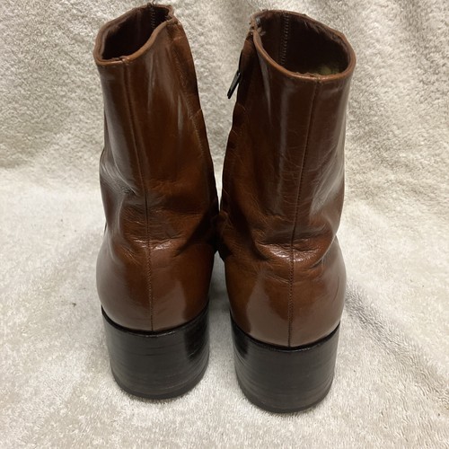 Vintage FLORSHEIM Beatle Boots Blue Label 33008 Cognac Leather Zip Size 8.5 D - Picture 6 of 8