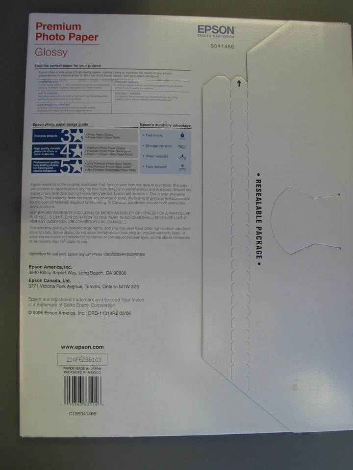 Papel Fotográfico Epson Premium BRILLANTE (11x14 Pulgadas, 20 Hojas) (S041466) Foto 2 de 3