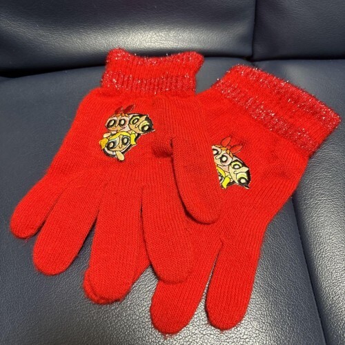 The Powerpuff Girls Embroidered Gloves for Kids Red Anime Japan Tracking# Used - Picture 8 of 12