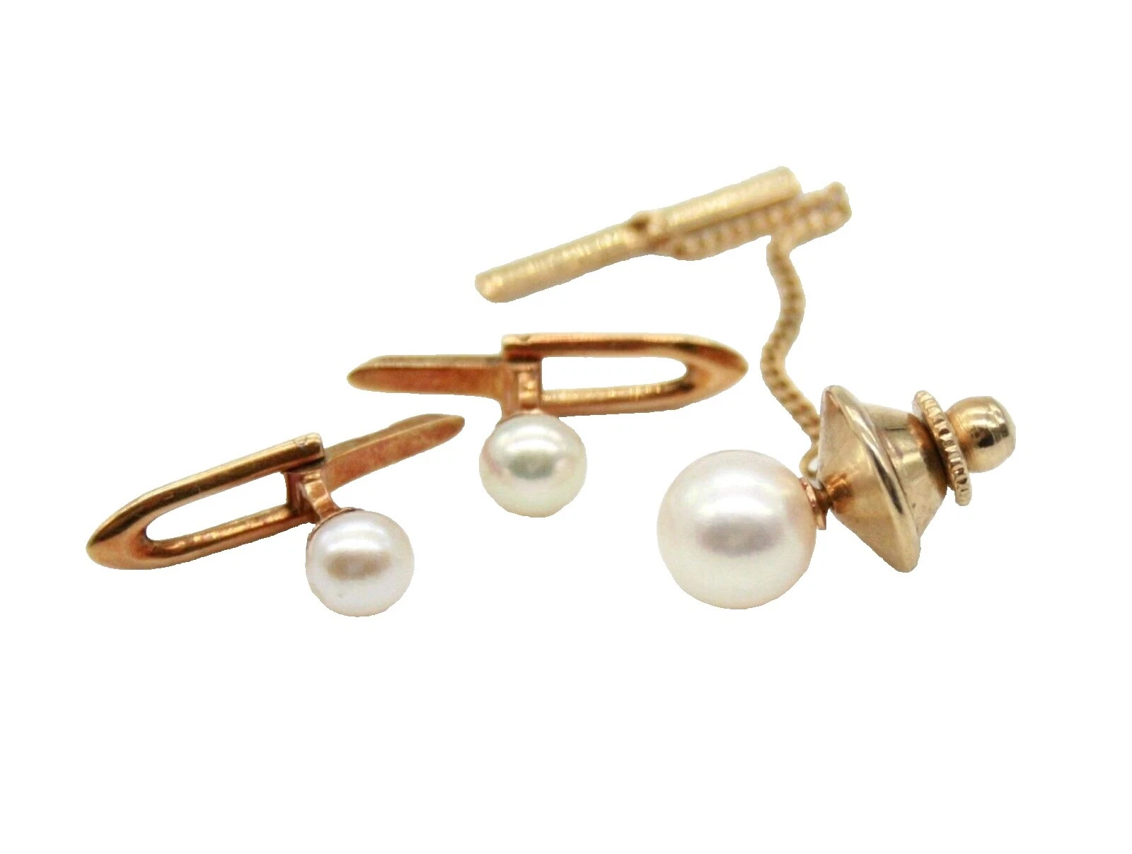 Pearl 14k Yellow Gold Tie Clasps & Tacks for Men