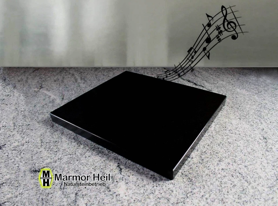 Nero Assoluto Zim. 3cm stark Entkopplungsplatte Gerätebasis Lautsprecher Granit
