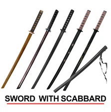 39" Bokken with Plastic Scabbard Wood Katana Sword Wooden Samurai Martial Arts