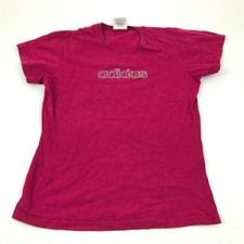 Adidas Shirt Women's Size Medium M Pink Short Sleeve Tee Graphic Top Rhinestones