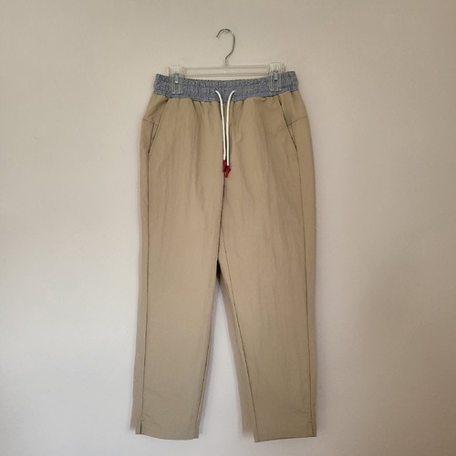 NWT Calme Johnny Was Mix Nylon Taper Leg Pant Tan Size S