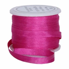 Threadart 100% Pure Silk Ribbon - 4mm Magenta - No. 566 - 10 Meters