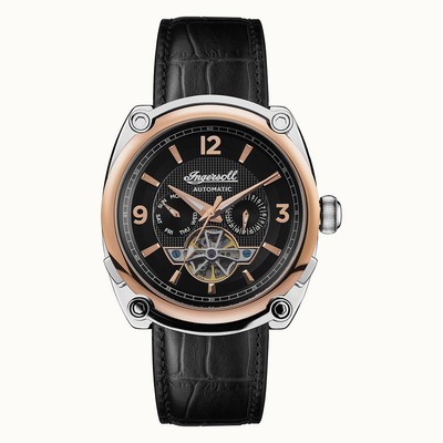 Ingersoll The Michigan Automatik schwarzes Zifferblatt schwarzes Armband Herr...