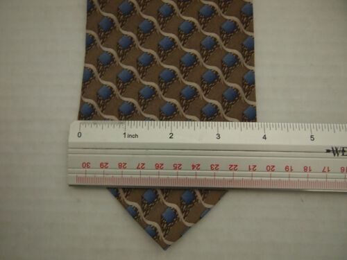 Geoffrey Beene Mens Necktie Tie Beige Blue Geometric 58" Career - Picture 4 of 4