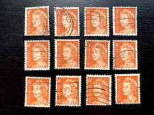 1970 AUSTRALIA DECIMAL DEFINITIVES QUEEN ELIZABETH II 6C ORANGE QEII - LOT OF 12