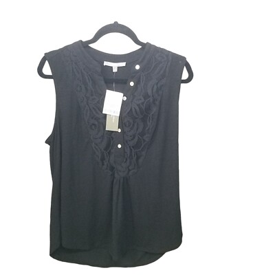 NY Collection Womens Sz 1X Black Solid Sleeveless Blouse