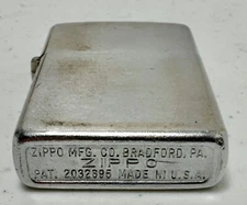 Vintage  ZIPPO Lighter 3 Barrel Hinge .. Pat 2032695 with matching insert Number