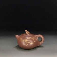 Chinese Yixing Zisha Clay Gilded Handmade Exquisite Teapot 1333