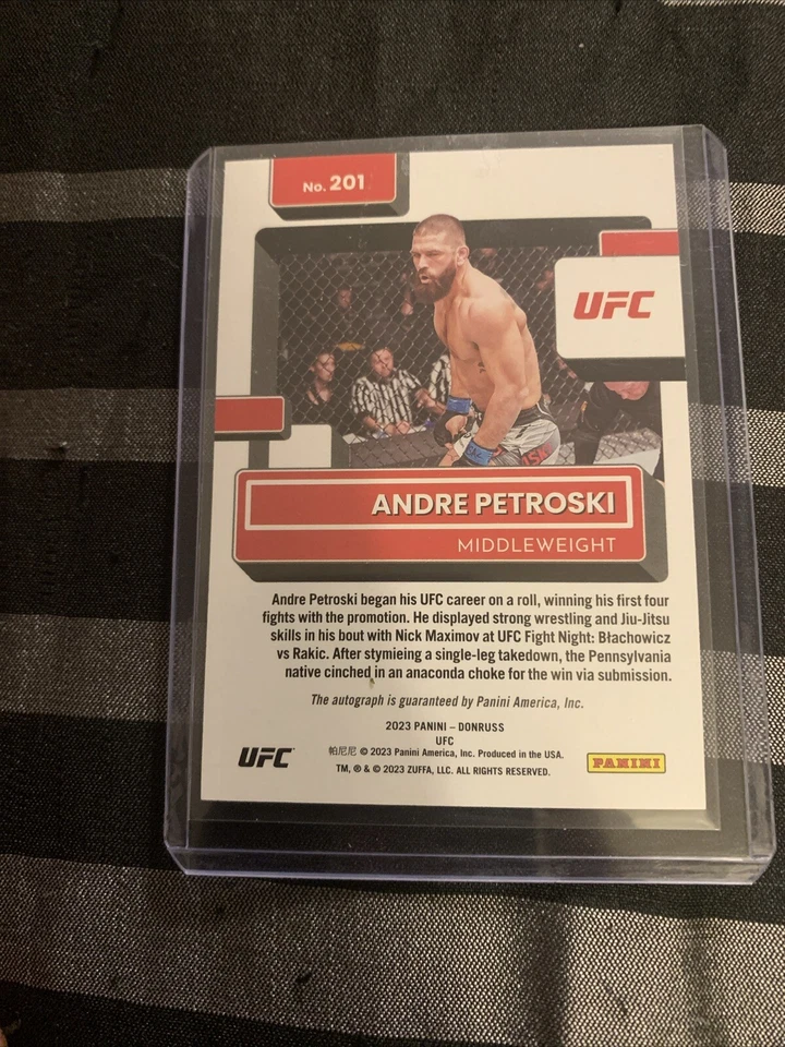 2023 Panini Donruss UFC Andre Petroski RC Rated Rookie Signatures Auto #201 - Image 2 of 2