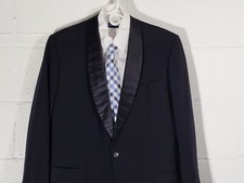 VTG MENS AFTER SIX TUXEDO BLACK PROM BLAZER SPORT COAT JACKET 42/44 Union Made